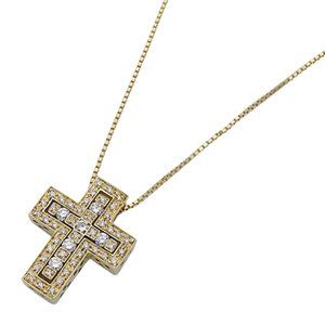 Damiani Belle Epoque 750YG Yellow Gold Cross Necklace with Diamonds, Polished, f